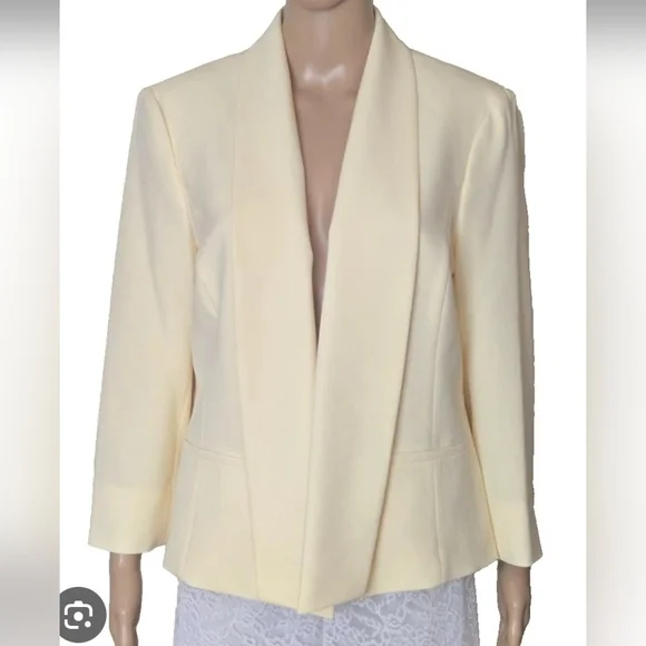 NWOT! Posh Butter Yellow Black Label Formal Women's Lined Open Spring Blazer 10 - Picture 3 of 17